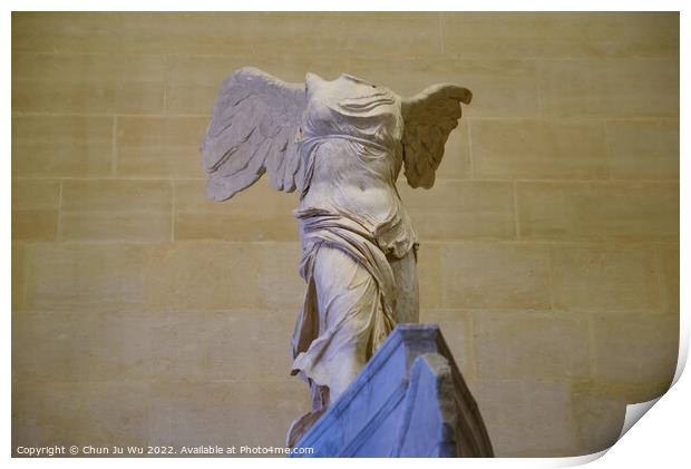 Victoire de Samothrace (Winged Victory of Samothrace), a Greek sculpture exhibited at Louvre Museum in Paris, France Print by Chun Ju Wu