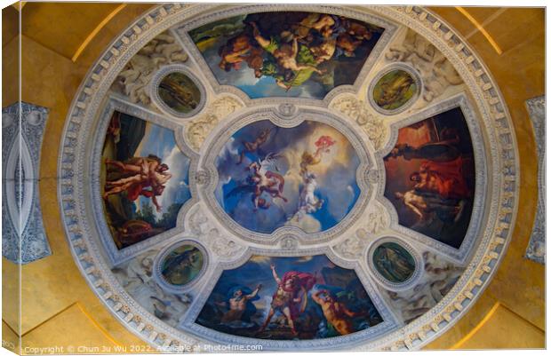 Paintings on the ceiling of Louvre Museum in Paris, France Canvas Print by Chun Ju Wu