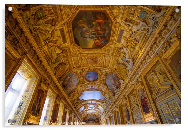 Decorated ceiling of the Apollo Gallery (Galerie d'Apollon) at Louvre Museum in Paris, France Acrylic by Chun Ju Wu