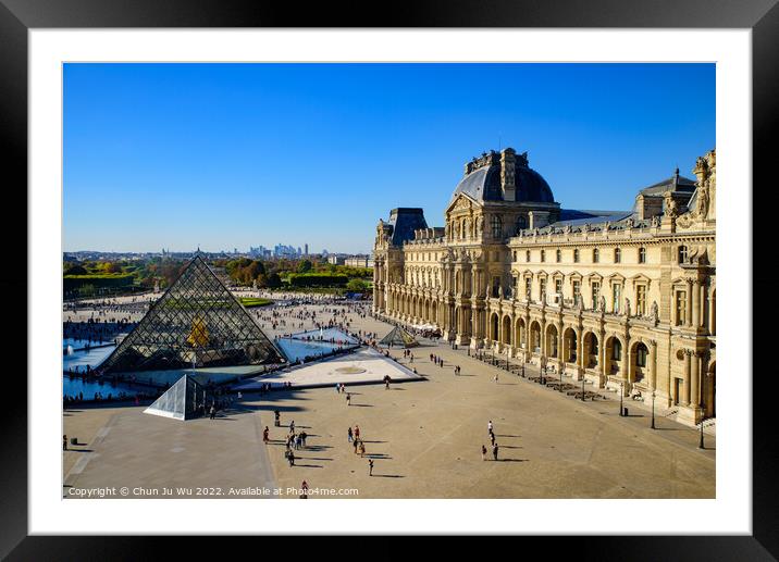 Louvre Museum (Musée du Louvre) with Pyramid in Paris, France, Europe Framed Mounted Print by Chun Ju Wu