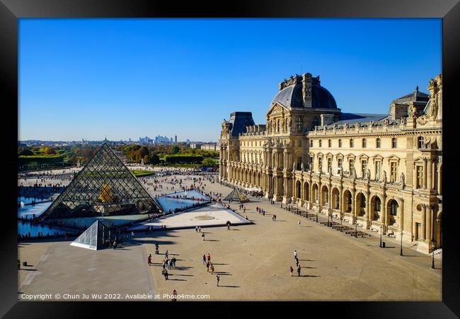 Louvre Museum (Musée du Louvre) with Pyramid in Paris, France, Europe Framed Print by Chun Ju Wu