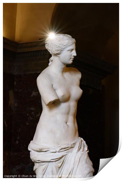 Venus de Milo (Aphrodite of Milos), one of the most famous ancient Greek sculpture, on display at the Louvre Museum in Paris, France Print by Chun Ju Wu