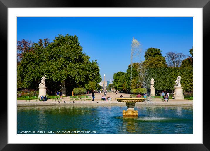 Tuileries Garden, located between the Louvre and the Place de la Concorde, in Paris, France Framed Mounted Print by Chun Ju Wu