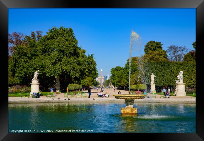 Tuileries Garden, located between the Louvre and the Place de la Concorde, in Paris, France Framed Print by Chun Ju Wu