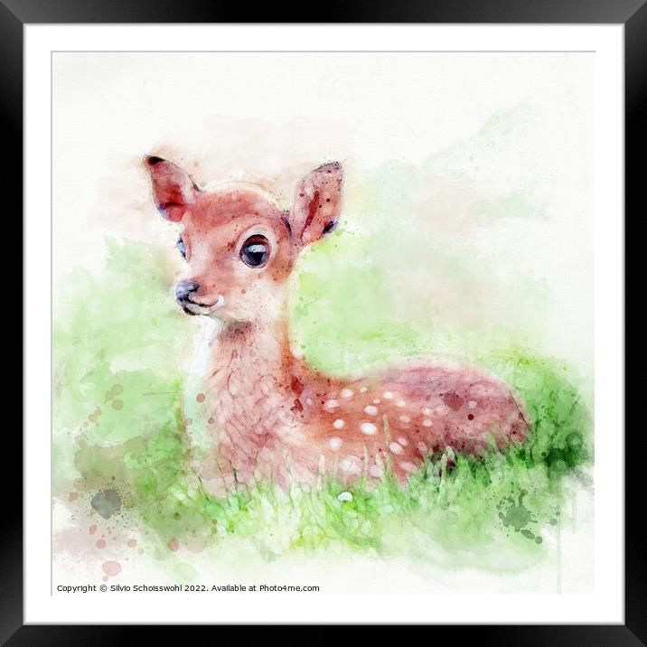 Fawn Framed Mounted Print by Silvio Schoisswohl
