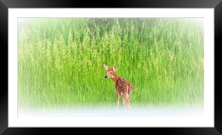 Fawn in the grass Framed Mounted Print by Philip Lehman
