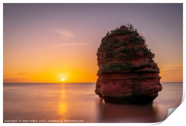 Sunrise at the sea stack Print by Gary Holpin