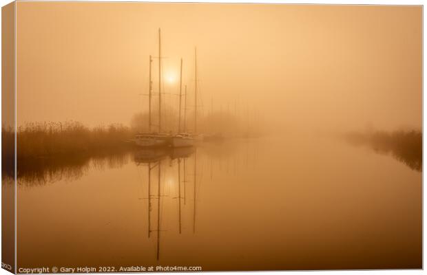 Boats in the mist Canvas Print by Gary Holpin