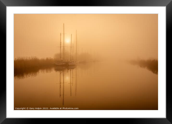 Boats in the mist Framed Mounted Print by Gary Holpin