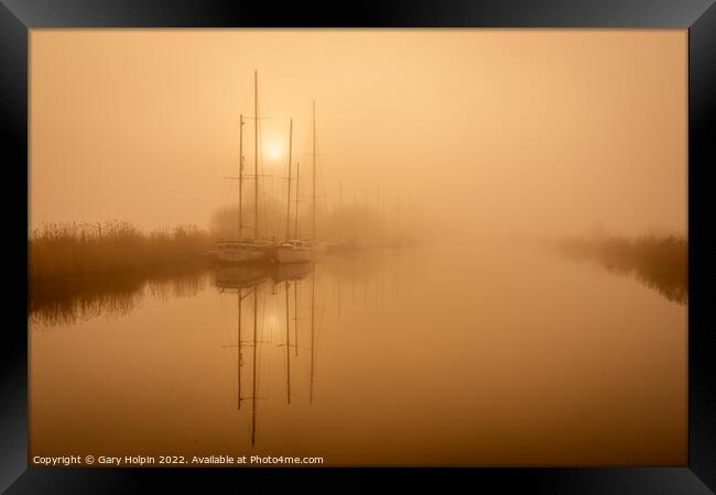 Boats in the mist Framed Print by Gary Holpin