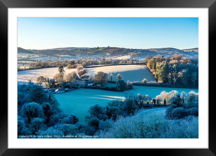 Frosty winter morning in the Teign Valley Framed Mounted Print by Gary Holpin