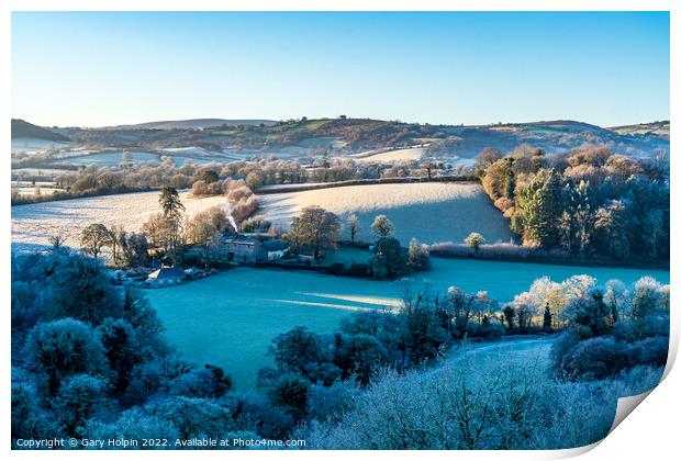 Frosty winter morning in the Teign Valley Print by Gary Holpin
