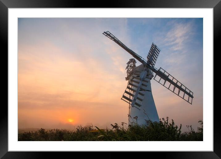 Thurne windmill at sunrise Framed Mounted Print by tim miller