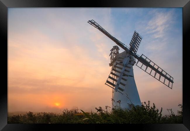 Thurne windmill at sunrise Framed Print by tim miller