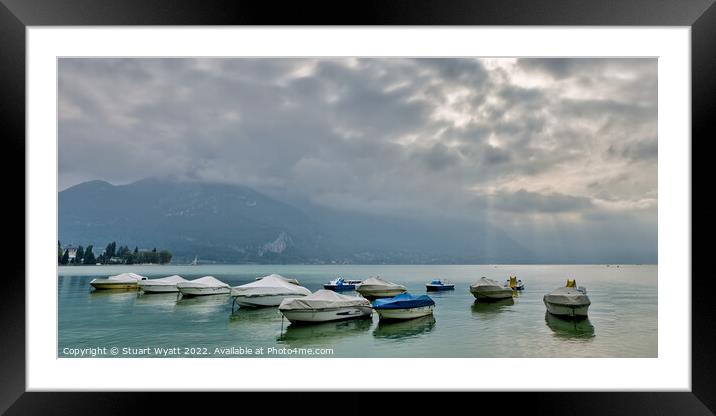 Peaceful morning at tranquil Lake Annecy, France Framed Mounted Print by Stuart Wyatt