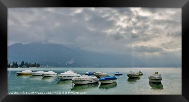 Peaceful morning at tranquil Lake Annecy, France Framed Print by Stuart Wyatt