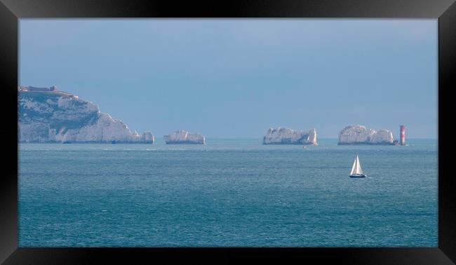 sailing past the needles  Framed Print by tim miller