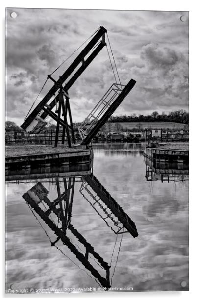 Canal Lifting Bridge, Caen Hill Marina Acrylic by Stuart Wyatt