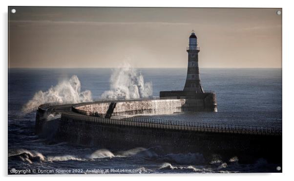 Roker Pier Storm Acrylic by Duncan Spence
