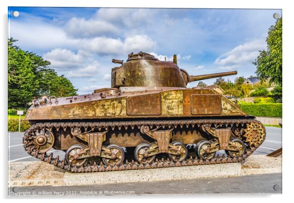 Sherman US Tank Monument Omaha Beach Area Normandy France Acrylic by William Perry