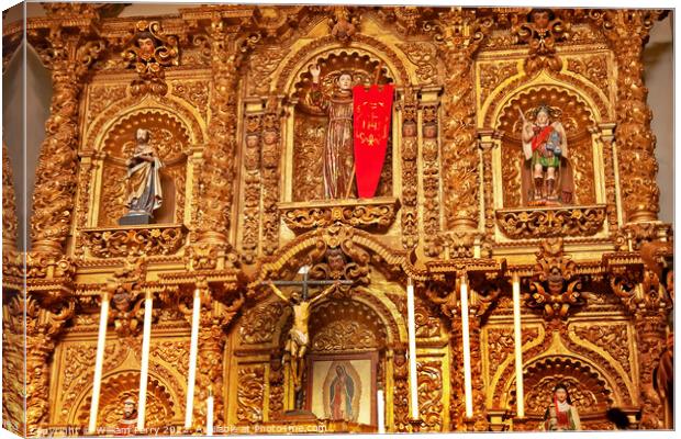 Golden Altar Serra Chapel Mission San Juan Capistrano Church Cal Canvas Print by William Perry
