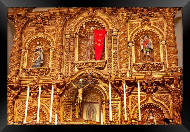 Golden Altar Serra Chapel Mission San Juan Capistrano Church Cal Framed Print by William Perry