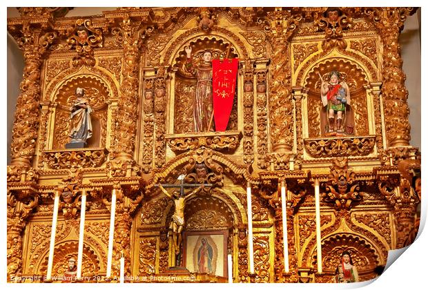 Golden Altar Serra Chapel Mission San Juan Capistrano Church Cal Print by William Perry