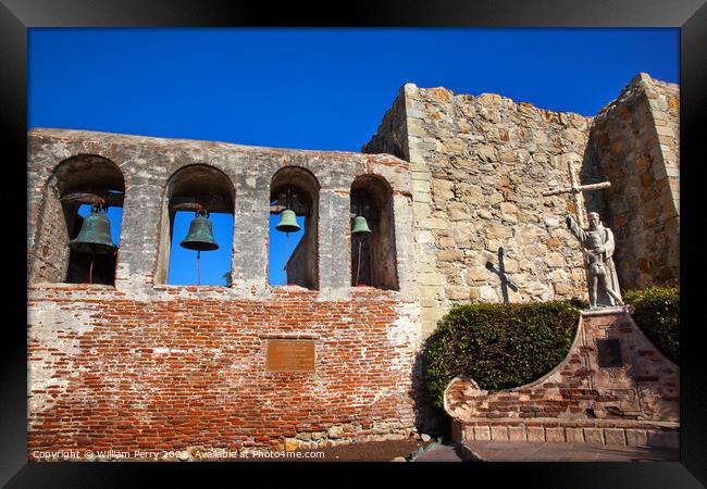 Bells Mission San Juan Capistrano Ruins California Framed Print by William Perry