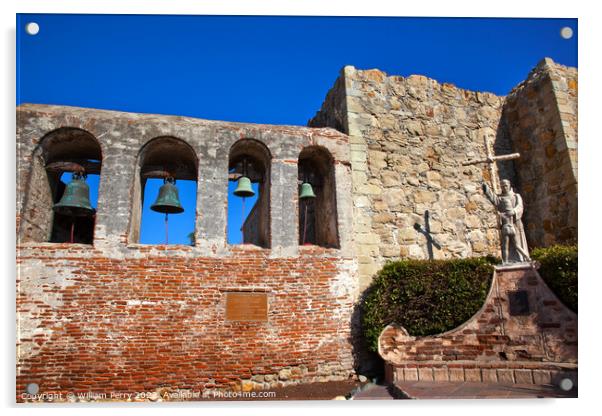 Bells Mission San Juan Capistrano Ruins California Acrylic by William Perry