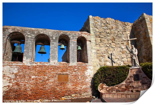 Bells Mission San Juan Capistrano Ruins California Print by William Perry