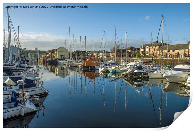 Penarth Marina on a Sunny January Day Print by Nick Jenkins