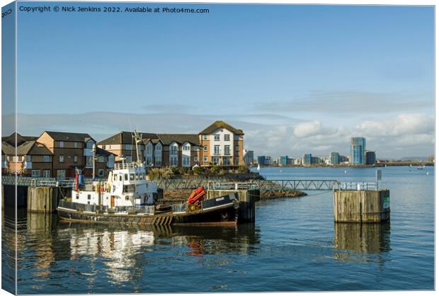 The 'Mair' moored at Penarth Harbour Cardiff Bay  Canvas Print by Nick Jenkins