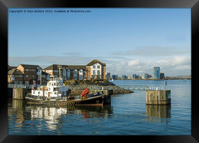 The 'Mair' moored at Penarth Harbour Cardiff Bay  Framed Print by Nick Jenkins