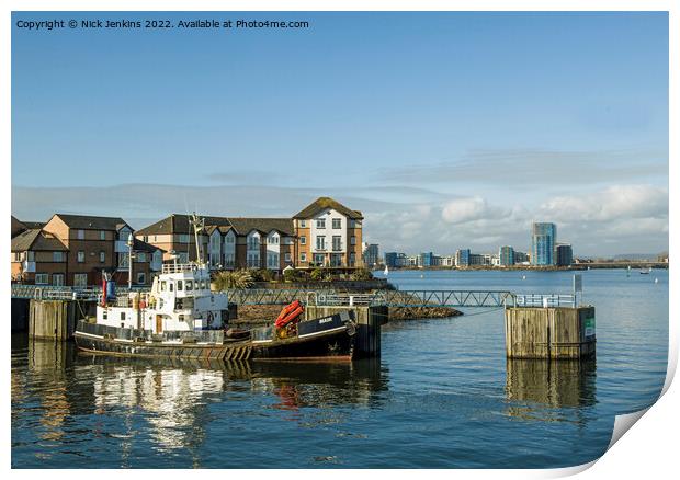 The 'Mair' moored at Penarth Harbour Cardiff Bay  Print by Nick Jenkins