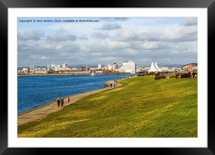 Cardiff Bay from the Barrage Winter Day Framed Mounted Print by Nick Jenkins