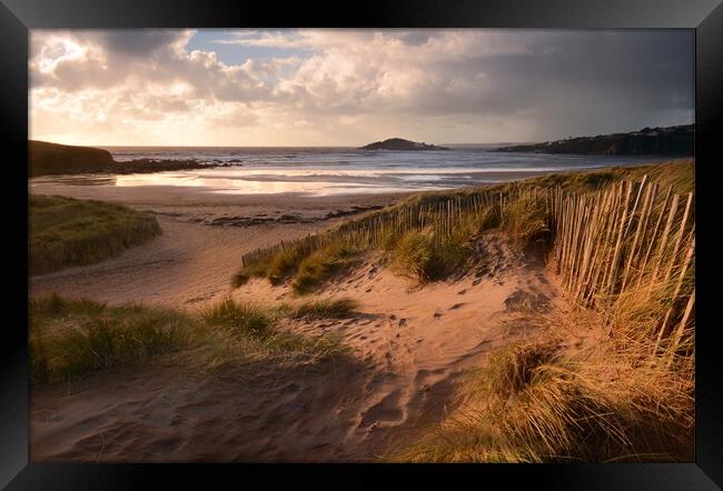 Stormy Skies at Bantham Beach Framed Print by David Neighbour