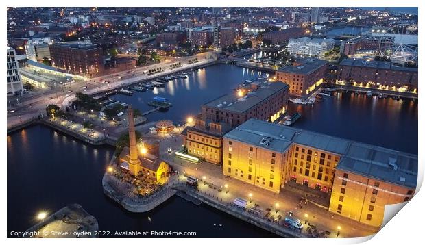 Albert Dock Liverpool from above Print by Steve Loyden