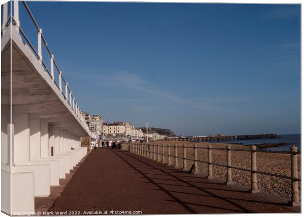 Promenade from St Leonards to Hastings. Canvas Print by Mark Ward