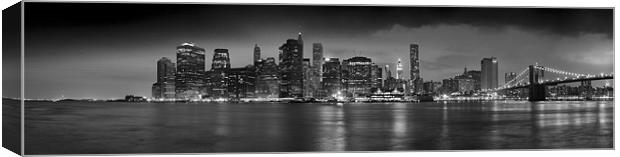 Manhattan Skyline at Dusk - BW Canvas Print by Sharpimage NET