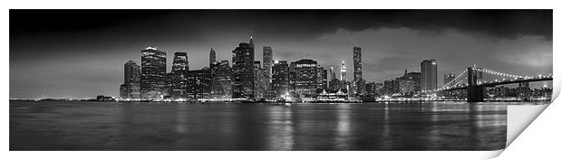 Manhattan Skyline at Dusk - BW Print by Sharpimage NET