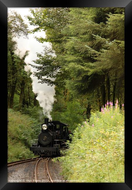 Steaming through the forest. Framed Print by Glyn Evans