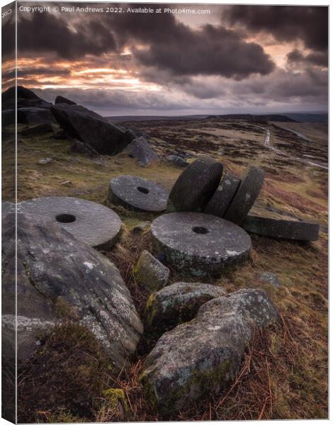 Stanage Edge Millstones Canvas Print by Paul Andrews