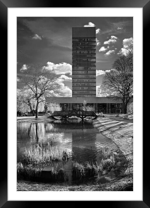 University Arts Tower & Weston Park Pond Framed Mounted Print by Darren Galpin