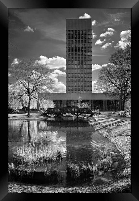 University Arts Tower & Weston Park Pond Framed Print by Darren Galpin