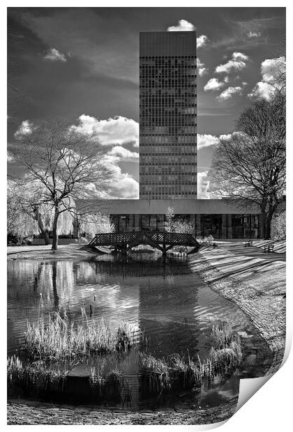 University Arts Tower & Weston Park Pond Print by Darren Galpin