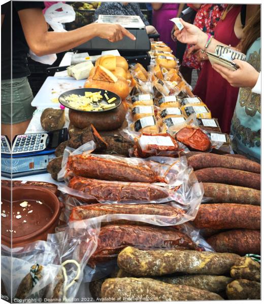 Savory Delights at Outdoor Market Menorca Canvas Print by Deanne Flouton