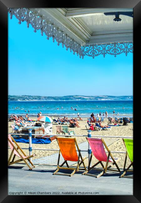 Weymouth Beach Portrait  Framed Print by Alison Chambers