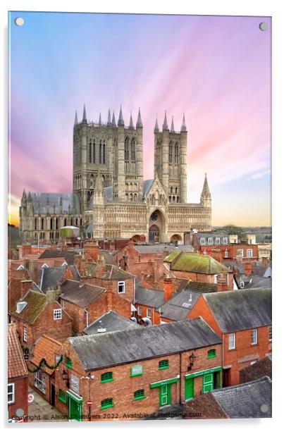 Lincoln Cathedral And Rooftops Acrylic by Alison Chambers
