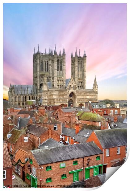 Lincoln Cathedral And Rooftops Print by Alison Chambers