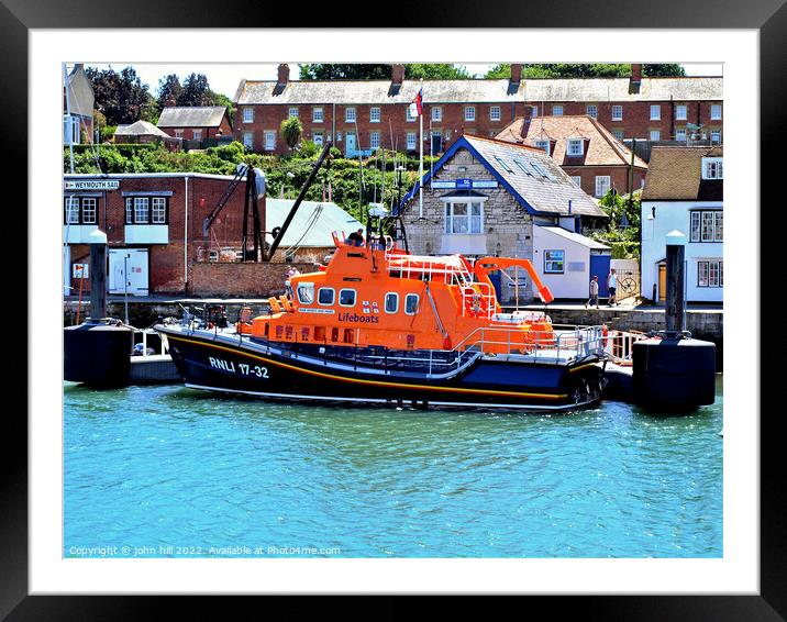 Lifeboat, Weymouth, Dorset, UK. Framed Mounted Print by john hill